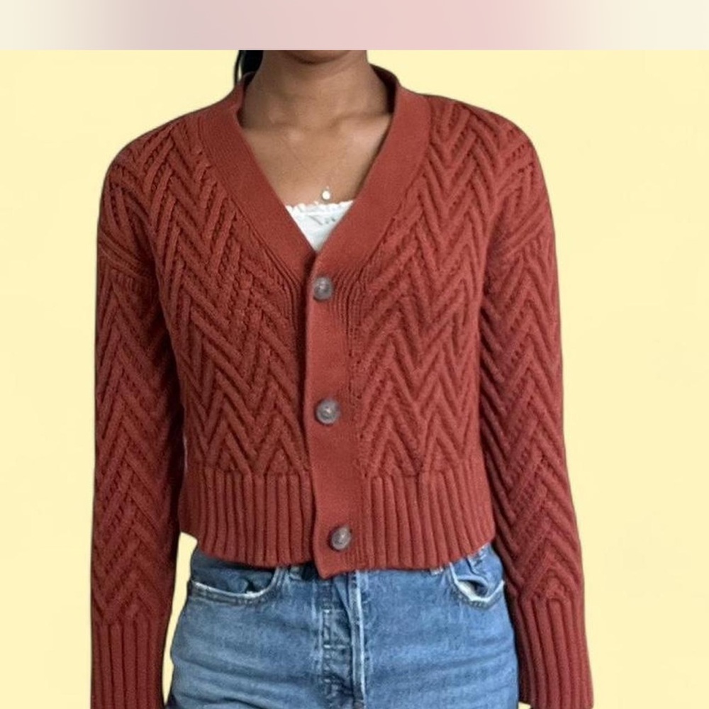 Abercrombie & Fitch Brown Chevron Knit Cardigan